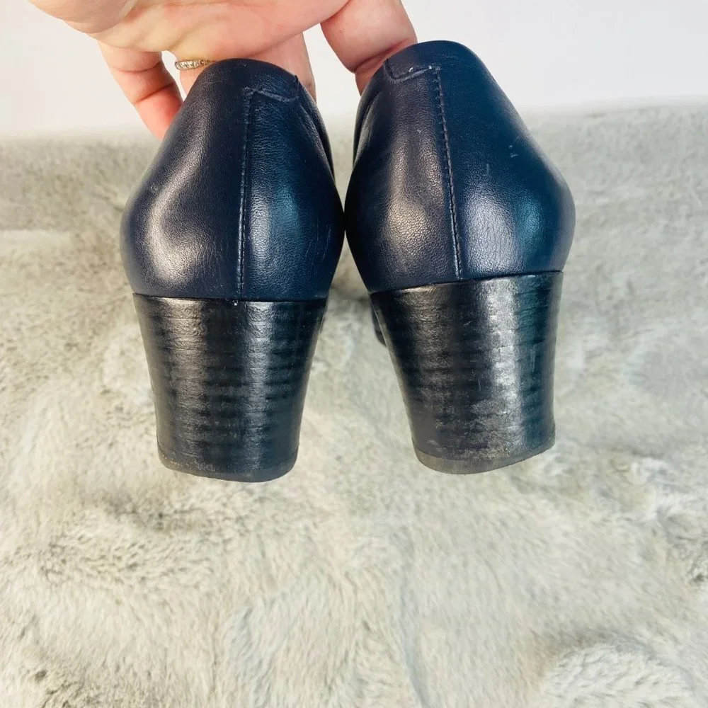 Geox Shoes Eleana Women Size 11/42 Navy Blue Mid Height Heel Leather‎ Pump